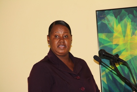 Director of Social Services in the Nevis Island Administration Ms. Sandra Maynard at the Pre-International Women’s Day Symposium hosted by the Social services Department at the Mount Nevis Hotel on March 5th 2013
